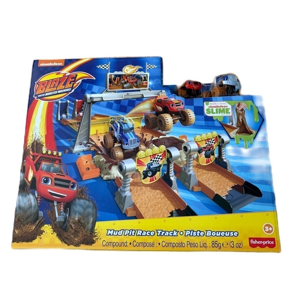 Blaze and the Monster Machines Toy Car Playset Mud Pit Race Track Crusher Slime